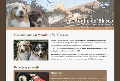 Site web de l'élevage canin du Moulin de Blasco